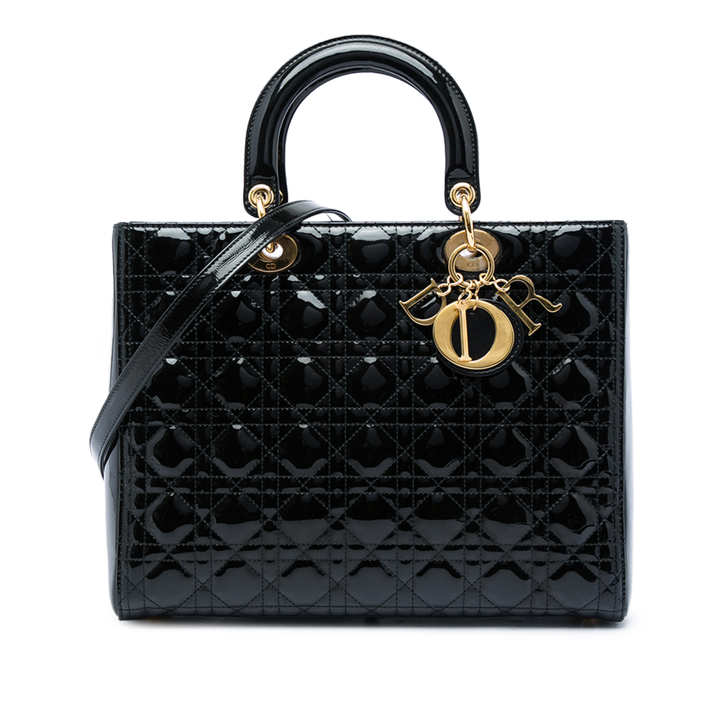 Pre-Loved Dior Large Patent Cannage Lady Dior